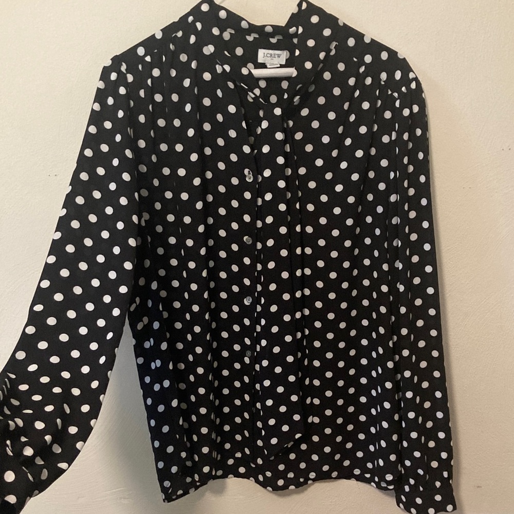 J. Crew Black and White Polka Dot Blouse